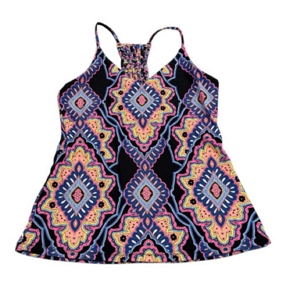 Raisins Tankini Top Small Nepal Nights Macrame Racerback Black Blue Pink - Picture 5 of 9
